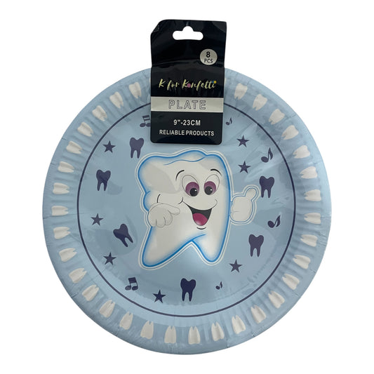 Blue First Tooth Big Plates - 8 Pcs