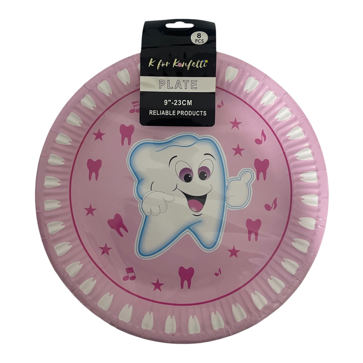Pink First Tooth Big Plates - 8 Pcs