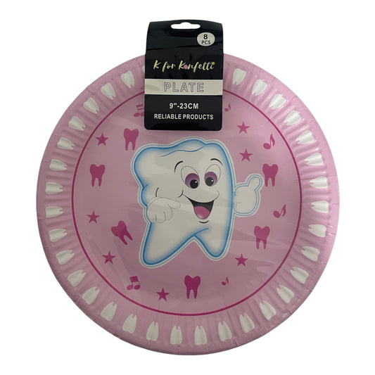 Pink First Tooth Big Plates - 8 Pcs