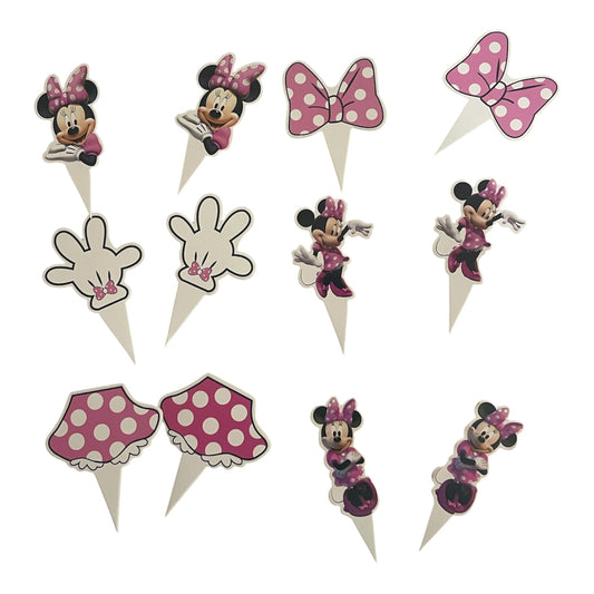 Minnie Mouse Cupcake Toppers - 12 Pcs