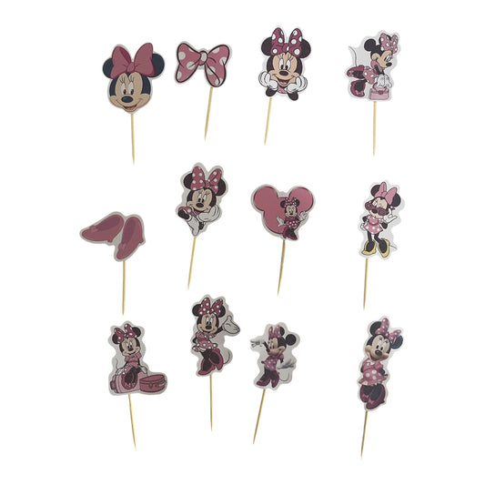 Minnie Mouse Cupcake Toppers - 12 Pcs
