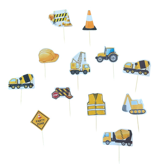Construction Cupcake Toppers - 12 Pcs